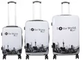 Produktbild: MONOPOL® Kofferset Kofferset 3tlg Reisekoffer Polycarbonat Hartschale Fly the world weiß