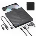 Produktbild: Externes DVD Laufwerk, ultraflacher CD-Brenner USB 3.0 mit 4 USB-Anschlüssen ...