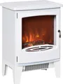 Produktbild: HOMCOM LED Elektrokamin Standkamin Kaminofen mit Flammeneffekt 900/1800W Metall ABS-Kunststoff Glas Weiß 39 x 26 x 54,8 cm