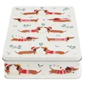 Produktbild: Rex London Keksdose Sausage Dog - Festlicher Dackel Dose square Blechdose rechteckig ca.27x19x6,5cm
