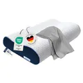 Produktbild: casimum Orthopädisches Nackenstützkissen Memory Foam - Höhenverstellbares Nackenkissen entlastet Kopf & HWS - Schlafkissen gegen Nackenschmerzen 60x30cm, inklusive Kissenbezug in grau, mittelfest