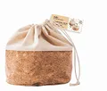 Produktbild: Nuts Textiler Kork Brotbeutel mit Kordel | Grösse L | Brotsack | Brot nachhaltig aufbewahren | Als Aufbewahrung von Brot | Plastikfrei | Brotkorb | 100% Baumwolle