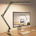 Produktbild: SKYLEO Schreibtischlampe LED – Schreibtischlampe klemmbar 1300LM – 5 Farbmodi x 11 Helligkeitsstufen – Verstellbarer Schwenkarm – Timmer und Speicherfunktion – 12W Desk Lamp – Schwarz