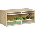 Produktbild: Terrarium Für Reptilien, Reptil Fütterungsbox Mit Lüftungsgitter, Schiebetüren Aus Glas, Reptilienzuchtbox Für Amphibien, Spinne, Natur, 120 X 50 X 50 Cm - Pawhut