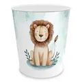 Produktbild: itenga Papierkorb für Kinder mit Motiv - rund ca. 11 Liter - Mülleimer fürs Kinderzimmer - stabiler Kunststoff (Motiv LÖWE)