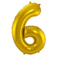 Produktbild: XL Folienballon Zahl 6 in gold, 86 cm, 1 Stück, Helium Ballon (unbefüllt)
