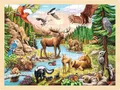 Produktbild: goki 57409 - Einlegepuzzle Nordamerikanische Wildnis aus Holz, Holzpuzzle mit Tiermotiv, Lernspielzeug und Kinderpuzzle, fördert Fantasie und Motorik der Kinder, 40cm x 30cm, 96er Set, ab 3 Jahre