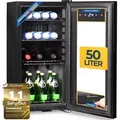 Produktbild: Sommertal Kühlschrank GK 50– Leiser Getränkekühlschrank mit LED, Touchscreen & Schloss kleiner Flaschenkühlschrank schwarz 50L - Schwarz