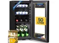 Produktbild: Sommertal Kühlschrank GK 50– Leiser Getränkekühlschrank mit LED, Touchscreen & Schloss kleiner Flaschenkühlschrank schwarz 50L
