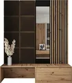 Produktbild: MIRJAN24 Garderoben-Set Premium, Garderobe mit 8x Wandpanel 42x42, Schuhschrank + Spiegel + Lamellen Paneel mit Kleiderhaken (Farbe: Artisan Eiche, Manila 04)