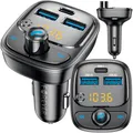 Produktbild: FOREVER Bluetooth 5.0 FM Transmitter, Auto Radio Adapter mit 3 Ladeanschluss (2X USB-A, 1 x USB-C), Freisprecheinrichtung, Radio Transmitter für Auto Bluetooth, KFZ Musik Player