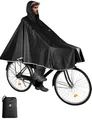 Produktbild: Regenponcho Fahrrad Unisex Wasserdicht Kapuze Reflektoren Schwarz Outdoor
