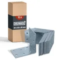 Produktbild: HELPMATE – 12 Stück Lochplattenwinkel 60x60x40 mm – Winkelverbinder galvanisch verzinkt & blau passiviert – Holzverbinder mit hervorragendem Korrosionsschutz – Lochwinkel