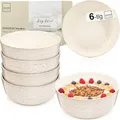 Produktbild: SÄNGER Key West | Steingut Müslischalen Bowl Schüssel 6 teilig, Schüssel Set 6 Personen, Schale spülmaschinen- & mikrowellenfest, Schüsseln Creme mit sandiger Maserung 550 ml | VALUE COLLECTION