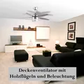 Produktbild: NEU Decken Ventilator 5 Holzflügel Lampe für Kühlung Hitze Sommer Haus Wind Büro