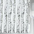 Produktbild: spirella Duschvorhang WOOD, Premium Textil-Duschvorhang, 100% Polyester, wasserabweisend, Anti-Schimmel-Effekt, waschbar 30°, Made in Europe, Farbe schwarz-weiß, Größe 180 x 200 cm