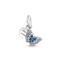 Produktbild: Pandora Charm 790757C01 Blauer Schmetterling & Spruch Doppelter Charm-Anhänger