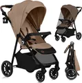 Produktbild: Lionelo Emma One Buggy bis zu 22 kg Schwenkbare 360 Räder Einhändig klappbar Verstellbare Rückenlehne und Fußstütze XXL-Verdeck UPF50+ Beige