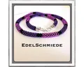 Produktbild: Edelschmiede925 Kette ohne Anhänger Häkelkette, Lila Pink Schwarz, mit 925/- Silber Verschluß 52cm