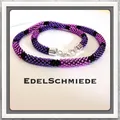 Produktbild: Häkelkette, Lila Pink Schwarz, mit 925/- Silber Verschluß 52cm