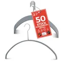 Produktbild: MAWA Kleiderbügel, Set mit 50 hochwertigen, platzsparenden, rutschfesten Kleiderbügeln, ideal für T-Shirts und Pullover, mit 360° drehbarem Haken und Rutschfester Beschichtung, 40 cm, Silber