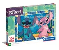 Produktbild: Clementoni Disney Stitch Puzzle mit 104 Super-Teilen für Kinder ab 6 Jahren, buntes Kinderpuzzle mit besonderer Leuchtkraft, 27573