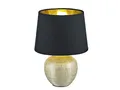 Produktbild: meineWunschleuchte Tischleuchte mit Keramikfuß Gold und Stoffschirm Schwarz Höhe 35cm