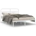 Produktbild: vidaXL Bettgestell mit Kopfteil Metall Weiß 150x200 cm 376651