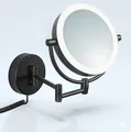 Produktbild: Libaro LED Kosmetikspiegel Modena Vergrößerungsspiegel (5x / 10x) 360° Schminkspiegel mit Wandmontage Dimmer schwarz