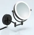 Produktbild: Libaro Kosmetikspiegel mit Beleuchtung und Vergrößerung MODENA schwarz 5-fach / 10-fach, Schminkspiegel mit Licht LED beleuchtet Wandmontage klappbar 2seitig