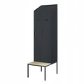 Produktbild: Jan Nowak Spind Metall mit Sitzbank Doppelspind abschließbar Sozialraumschrank Spindschrank Schließfachschrank Umkleideschrank mit 2 Abteilen für Betrieb Schule Fitness 229,5 x 85 x 60 cm