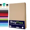 Produktbild: Buymax® Spannbettlaken 90x200cm Doppelpack 100% Baumwolle Spannbetttuch Bettlaken Jersey, Matratzenhöhe bis 25 cm, Farbe Sand