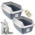 Produktbild: 2x Katzenklo Hoher Rand Extra hohe Katzentoilette mit hohem Rand groß Doppelpack