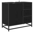 Produktbild: vidaXL Badezimmer-Set Badezimmer Waschbecken Schrank Schwarze Eiche 65 x 33 x 60 cm, (1-St)