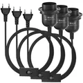 Produktbild: 3 x E27 Lampenfassung mit Schalter mit Stecker, E27 Fassung Schwarz mit 3,5m ...