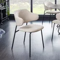 Produktbild: Design Stuhl VOGUE greige Bouclé schwarze Metallbeine