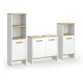 Produktbild: Vicco Badmöbel-Set, Weiß, Honigeiche, Holzwerkstoff, nicht einzeln stellbar, 131.4x108.2x26.3 cm, Badezimmer, Badmöbelsets & Badmöbelserien, Badmöbel-Sets
