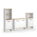 Produktbild: Vicco Badmöbel-Set Weiß/Goldkraft Eiche Karli, bestehend aus Bad Spiegelschrank, Waschbeckenunterschrank, Midischrank - Platz für Pflege- und Badutensilien