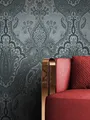Produktbild: Newroom Tapete Schwarz Vlies Barock - Glamour Ornament Prunk Silber für Wohnzimmer Schlafzimmer