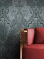 Produktbild: Newroom Vliestapete, Schwarz Tapete Barock Leicht Glänzend - Barocktapete Silber Glamour Modern Ornament Prunk für Wohnzimmer Schlafzimmer Flur