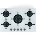 Produktbild: Klarstein Illuminosa 5 Gaskochfeld, 5 Sabaf-Brenner, 4 kW Wokbrenner, Gehärtetes Glas, Elektrische Zündung, Flammenausfallschutz, Topfhalter aus ... - Weiß