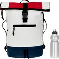 Produktbild: Rucksack Plane Time Bag COMP 25 L Kurierrucksack Roll-Top Herren Jungen Freizeitrucksack Geheimfach Brustgurt Laptoprucksack Bodenfach 12823 Tri Color WBR (weiss-blau-rot)