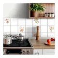Produktbild: K&L Wall Art Fliesenaufkleber selbstklebend Klebefliese Set Botanik Herbst Deko Blume Vintage Küche rosa 20 cm x 20 cm