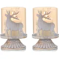 Produktbild: Kerzenhalter Weihnachtsdeko Set 2er Hirsch Metall Vintage Tischdeko für Weihn...