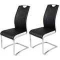 Produktbild: Hela Tische, 2er Set Freischwinger, Esszimmerstuhl Tabea - Kunstleder Schwarz/Weiß - Metallgestell verchromt - Bügelgriff - Belastbarkeit ca. 120kg - Schwarz