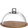 Produktbild: LEONARDO HOME Cucina Holz-Käseplatte und Glas-Glocke, Käse-Brett aus Holz inklusive Glas-Haube, 2er Set, Ø 280 mm, 018519