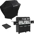 Produktbild: Gasgrill Regal 690 - BUNDLE schwarz/edelstahl, mit Seitenbrenner und Heckbrenner, inkl. Gussplatte und Schutzhülle