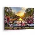 Produktbild: Bilder auf Leinwand Bikes Kanal Amsterdam Architektur Leinwandbild 70x50cm Wandbilder Dekoration Wohnzimmer Schlafzimmer Deko Klein Wanddeko Bild Wand Kunstdruck Art Wall Decor Canvas AA70x50-3081
