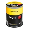 Produktbild: Intenso DVD-R 4,7GB/120 min. 16x Speed Cakebox/Spindel mit 100 Discs Rohlinge