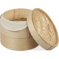 Produktbild: Relaxdays - Bambus Dampfgarer, asiatischer Dämpfkorb mit 2 Etagen, für Dim Sum, Reis, Dampfgarer Einsatz, ø 20,5 cm, natur